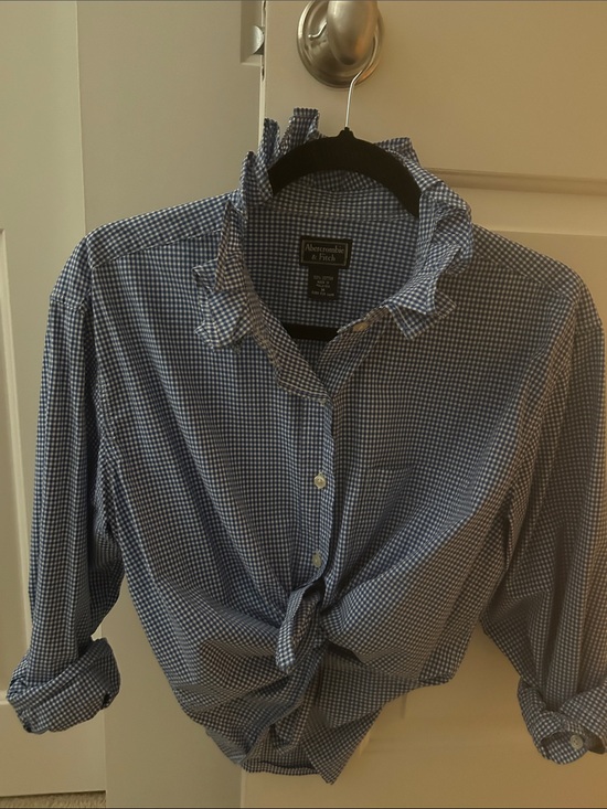 Abercrombie & Fitch Tops - Abercrombie & Fitch Blue Gingham Shirt recreated for a woman with ruffled collar